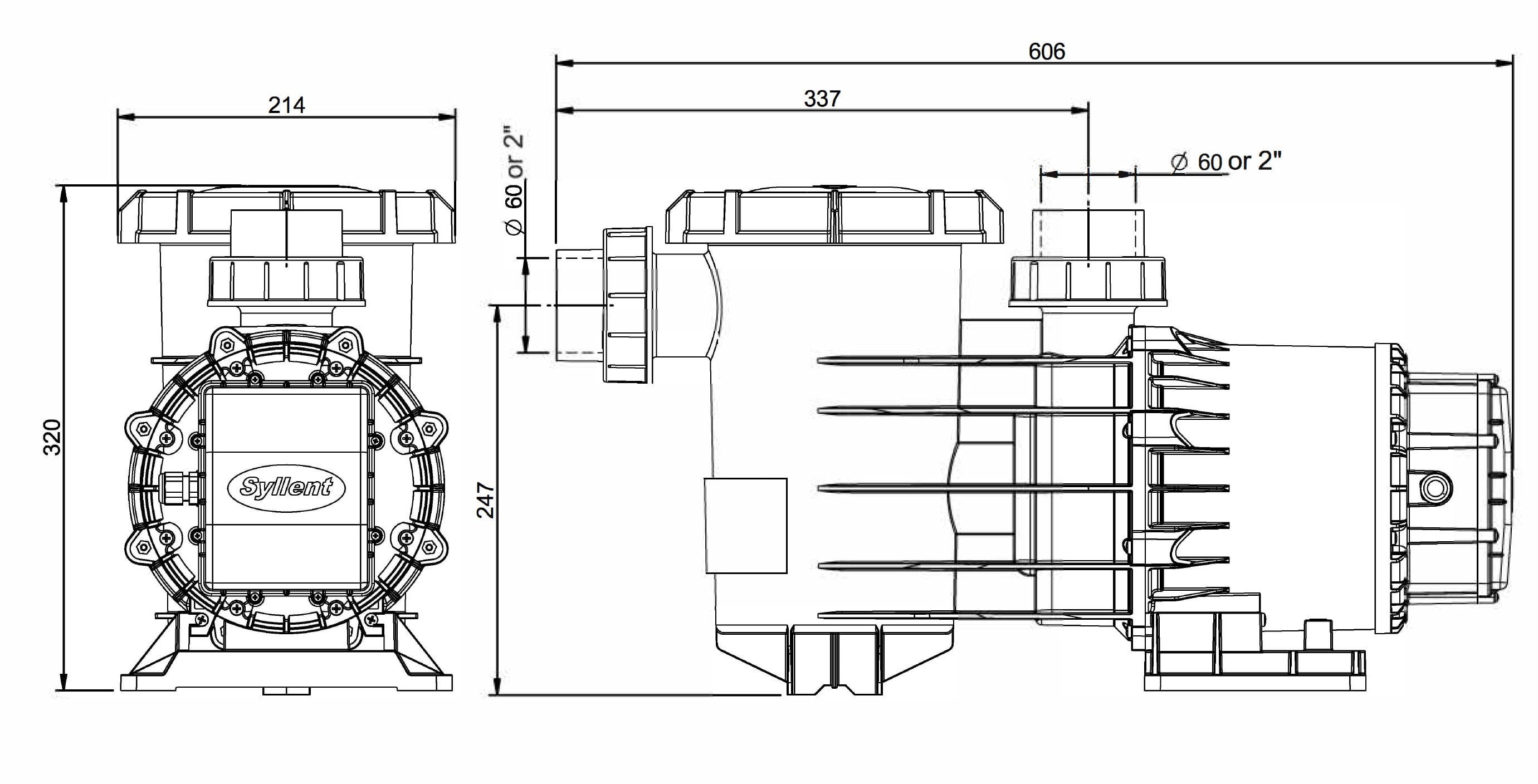 Dimensions pompe piscine 8STREME by Syllent